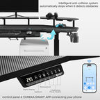 EUREKA ERGONOMIC Gaming Desk, Standing Desk w Keyboard Tray, 72" Wing Shaped Music Studio Table with LED Shelves, Gaming Recording Live Stream, Slot Design