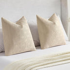 FUTEI Oatmeal Chenille Decorative Throw Pillow Covers 12x20 Inch Set of 2,Soft Cozy Striped Geometric Patterns Lumbar Pillow Cases,Modern Home Decor for Couch Bed Living Room