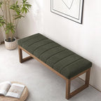 52.7" Bedroom Bench for End of Bed, Modern Upholstered Teddy Fabric Entryway Bench & Dining Bench, Footrest Stool Bench with Solid Wood Frame for Bedroom, Living Room (Green)