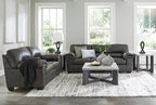 Signature Design by Ashley Bladen Faux Leather Loveseat, Gray