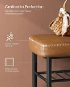 VASAGLE EKHO Collection - Shoe Rack Bench, Storage Bench for Entryway, Synthetic Leather with Stitching, Mid-Century Modern, Loads 300 lb, 11.8 x 31.5 x 19.7 Inches, Caramel Brown ULSB054K01