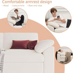 EASE MOOSE Modern Loveseat Sofa for Living Room, Comfty 2 Seat Solid Wood Frame Sofa, FSC Certified Modern Deep Seat Couch, Removable Cover,White
