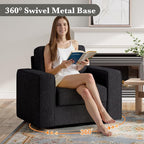 Swivel Accent Sofa Chair Set of 4, Modern Comfy Oversized Upholstered Cushion Back Armchair in Linen 1pcs for Living Room, Bedroom, Reading Room(Black)