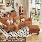 ZeeFu Sectional and Sofa Couches for Living Room - 78'' 3 Seater L-Shaped Modular Couch with Storage Ottoman - Modern Velevt Fabric Upholstered Sofa Set for Small Space Apartment Office