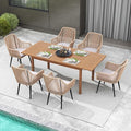 JOIVI Outdoor Dining Set for 6, 7 Pieces Patio Dining Table and Chairs Set, Rattan Rope Patio Outdoor Furniture Set with Extendable Dining Table for Deck, Backyard, Garden, Dining Room, Tan