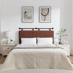 UEV King Headboard Only, Wall Mounted Hanging Upholstered Bed Head Board, Modern Vertical Channel Design of Fine Linen, Elegant Brown Fluted Headboard for Bedroom (Brown, King Size)