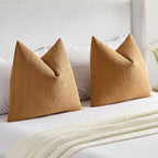 FUTEI Bronze Chenille Decorative Throw Pillow Covers 24x24 Inch Set of 2,Soft Cozy Striped Geometric Patterns European Cushion Case,Modern Home Decor for Couch Bed Living Room