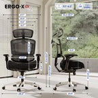FLEXISPOT ErgoX-PRO Ergonomic Office Chair Black – 5D Lumbar, 7D Armrests, 4D Headrest, 551LB Capacity, AeroWeave 5.0 Mesh Seat – Office, Gaming, Bedroom