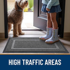 OLANLY Front Door Mat Indoor Outdoor Entrance, Waterproof All-Season, All-Weather Doormat, Sturdy Natural Rubber, Fade Resistant, Low Profile, Easy Clean Patio Porch Entryway Mat, 47x17, Dark Grey