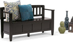 SIMPLIHOME Brooklyn Entryway Storage Bench - 48 inch Wide Solid Wood Storage Seat in Coffee Brown, Contemporary Bench for Entryway or Living Room with Lift-Up Lid and Slatted Backrest