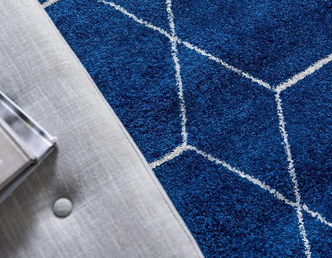 Unique Loom Trellis Frieze Collection Area Rug - Geometric (7' 10" Octagon, Navy Blue/ Ivory)