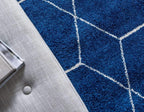 Unique Loom Trellis Frieze Collection Area Rug - Geometric (6' Square, Navy Blue/ Ivory)