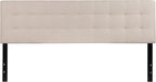 EMMA + OLIVER Quilted Tufted Upholstered King Size Headboard in Beige Fabric