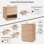 ACCOHOHO Modern Bedroom Set, 3 Pieces Bedroom Furniture Set, Wood 6 Drawer Dresser and Nightstands Set of 2, Chest of Drawers Wide Storage Organizer Cabinet for Bedroom,Natural Oak