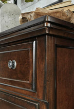 Signature Design by Ashley Porter Traditional 5 Drawer Chest of Drawers, Dark Brown