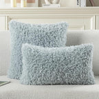 FUTEI Light Blue Decorative Throw Pillow Covers 16x16 Inch Set of 2,Soft Fluffy Faux Wool Fur Boucle Textured Cushion Case,Modern Home Decor for Couch Bed Living Room Office