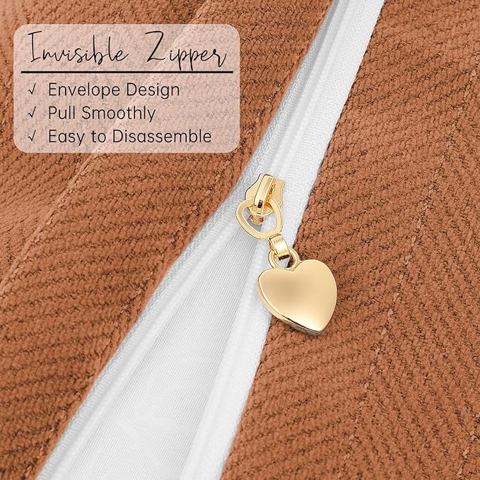 ZWJD Orange 12x20 Pillow Covers Set of 2 Chenille Throw Pillow Covers with Elegant Design Soft and Luxurious Decorative Throw Pillows for Couch, Bed, and Home Decor