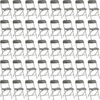40 Pack Plastic Folding Chairs, Portable Party Chairs, Stackable Commercial Seats with Steel Frame for Home Office Wedding Party Indoor Outdoor Events Chairs, 350lbs Capacity,Gray