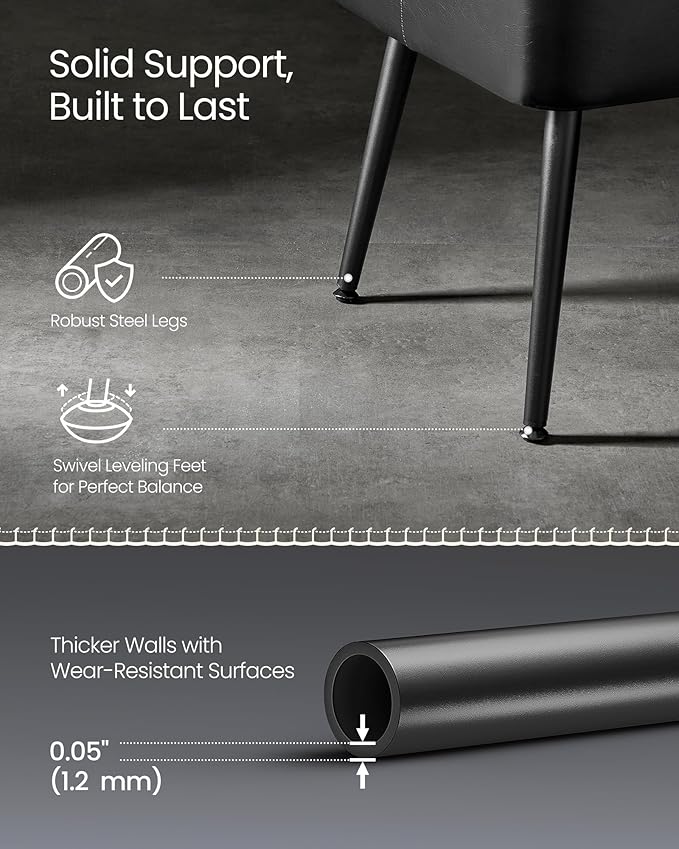 VASAGLE EKHO Collection - Bench for Entryway Bedroom, Synthetic Leather with Stitching, Ottoman Bench with Steel Legs, Living Dining Room, Mid-Century Modern, Loads 660 lb, Ink Black ULOM076B01