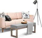 SIMPLIHOME Milltown 45 inch Wide Contemporary Rectangle Large Ottoman Bench in Grey Linen Look Fabric, Assembled, for the Living Room and Bedroom