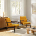 Art Leon Mid Century Modern Accent Chair-Fabric Relaxing Armchair with Metal Frame Upholstered Lounge Chair, Ergonomic Reading Chair for Lounge, Living Room, Reading Room, Bedroom,Yellow