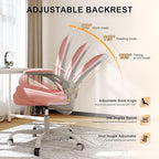 Synorla Office Chair, Ergonomic Desk Chairs 330LBS Capacity High Back Mesh Computer Chair with Flip-up Armrests, Comfy Work Chair with Adjustable Lumbar Support,Gray Pink, One Size
