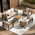 ZANDOR Aluminum Outdoor Patio Furniture - 1 Pcs Loveseat and Coffee Table, All-Weather Metal Modern Outside Furniture with Washable Thick Cushion for Garden/Backyard/Porch, Grey