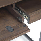 SIMPLIHOME Banting Desk - 60-Inch Wide Solid Hardwood and Metal Writing Desk in Walnut Brown, Modern Industrial Home Office Computer Table for Study with 2 Drawers and Flip-Down Keyboard Tray