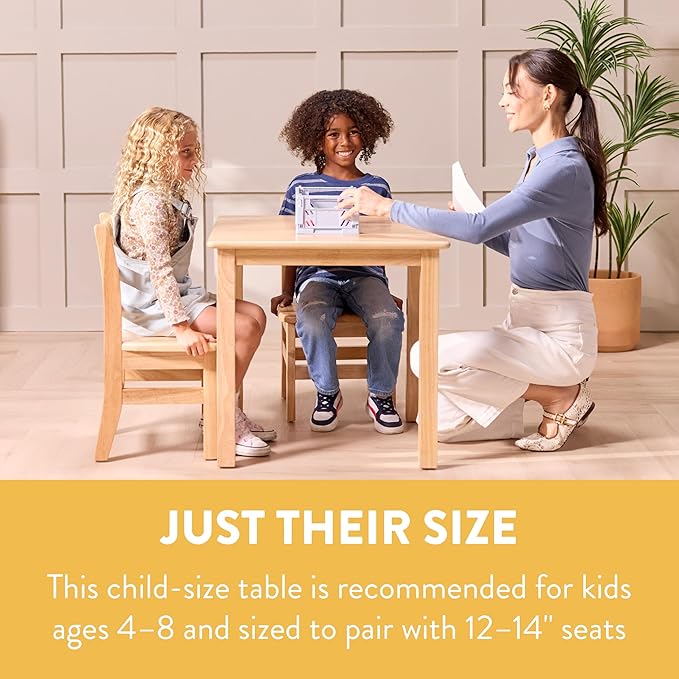 Kids Wood Table, Square, 24in x 24in, Kids Furniture, Natural