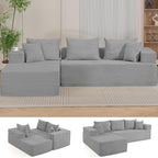 105" Cloud Sectional Couch, Modular Sectional Sofa with L-Shape Chaise, Corduroy Boneless Couches for Living Room, No Assembly, Grey