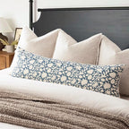 Foindtower Set of 2 Decorative Long Body Lumbar Throw Pillow Covers Accent Farmhouse Cushion Cover Neutral Floral Pillowcase for Couch Sofa Bedroom Living Room Home Decor,14×36 Inch,Dusty Blue