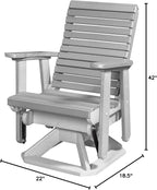 DutchCrafters Modern Horizontal Slat High Back Poly Glider Chair Outdoor Patio Furniture (White & Light Gray)