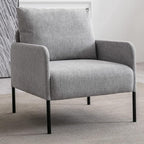 Linen Fabric Living Room Accent Chairs Bedroom Single Sofa Chair, Upholstered Reading Arm Chair Modern Couch w/Comfy Pillow for Waiting Room/Apartment/Dorm, Grey
