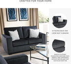 Signature Design by Ashley Altari Modern Loveseat with 2 Accent Pillows, Dark Gray