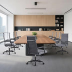 Office Desk Chair, Ergonomic Conference Room Chairs, PU Leather Executive Ribbed Computer Chair, Swivel Rolling Chair for Home Office