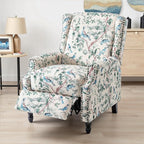 UIXE Pushback Floral Recliner Chairs Set of 2, Fabric Upholstered Armchair Push Back Accent Chair for Living Room, Rivet Trim Club Chair Home Theater Single Sofa Bedroom Side Reading Seat - Bird