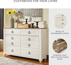Signature Design by Ashley Willowton Coastal Cottage 6 Drawer Dresser with Faux Plank Top, Whitewash