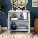 Henn&Hart 28" Wooden Accent Cabinet, Modern Sideboard Buffet Cabinet with 2 Doors and an Adjustable Shelf for Living Room, Dining Room, Bedroom or Entryway, White