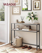 VASAGLE Console Table, 2-Tier Narrow Sofa Table with 2 Shelves, 7.9 x 39.4 x 31.5 Inches, for Living Room, Hallway, Entryway, Heather Greige and Ink Black ULNT131K02V1