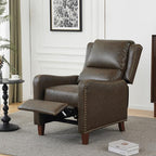 Pushback Recliner Chair, PU Leather Push Back Armchair, Upholstered Recliner Chair 105-135 Degree Adjustable, Retro Accent Chair for Living Room Bedroom - Brown