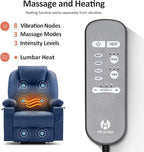 MCombo Dual Motor Large Power Lift Recliner Chair for Elderly, Lay Flat Lift Chair with Heat and Massage, Big Lift Recliner for Tall People, Faux Leather 7815 (Blue, Large)