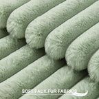 Pallene Faux Fur Plush Throw Pillow Covers 22x22 Set of 2, Luxury Soft Fluffy Striped Decorative Pillow Covers for Sofa, Couch, Living Room, Sage Green