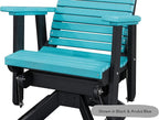 DutchCrafters Modern Horizontal Slat High Back Poly Adirondack Swivel Glider Outdoor Patio Chair (White & Aruba Blue)