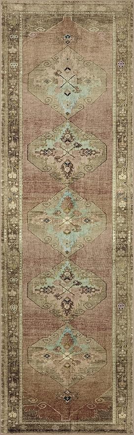 Loloi Magnolia Home by Joanna Gaines Sinclair Collection SIN-06 Clay/Tobacco 2'-3" x 11'-6", .25" Pile Height, Machine Washable, Runner Rug