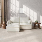 Waterproof Cloud Sectional Couches,High Backrest Down Filled Sofa for Living Room,Modular Sofas 2 Seater with Ottoman,Detachable Couch Covers,Cream White