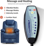 MCombo Electric Power Lift Recliner Chair Sofa with Massage and Heat for Elderly, 3 Positions, 2 Side Pockets, and Cup Holders, USB Ports, Faux Leather 7040 (Blue, Medium)
