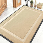OLANLY Front Door Mat Indoor Outdoor Entrance, Waterproof All-Season, All-Weather Doormat, Sturdy Natural Rubber, Fade Resistant, Low Profile, Easy Clean Patio Porch Entryway Mat, 71x47, Beige