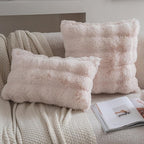 Neelvin Beige Faux Fur Cozy Soft Double-Sided Decorative Throw Pillow Covers 22x22 inch Set of 2,Velvet Pillowcase Cushion Case for Sofa Couch