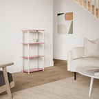 Furinno Turn-N-Tube 4-Tier Multipurpose Shelf Display Rack, Round Tubes, Pink/White
