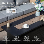 Patio Furniture Set 6 pcs, Wicker Outdoor Patio Furniture, 3-Seat Sofa, 4 Single Chairs and 56" Gas Fire Pit Table, Rattan Patio Conversation Set for Backyard Deck, Grey